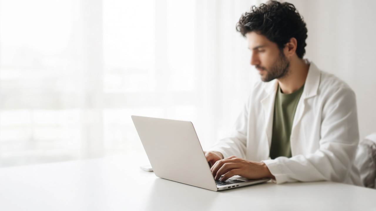 Clinician at a laptop